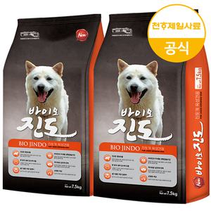 바이오진도 7.5kg+7.5kg+랜덤간식 대형견 대용량 진돗개 강아지 사료