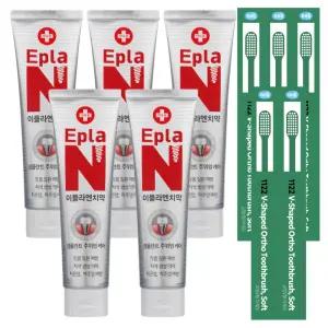 이플라엔 임플란트 교정 치약 180g 5세트+V형 교정 칫솔 5ea