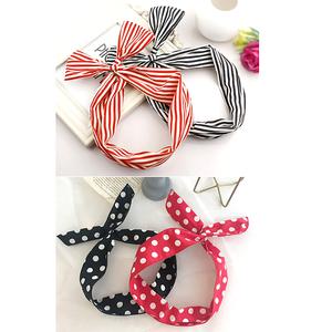 땡땡이 머리띠 도트 와이어 줄무늬 반다나 헤어밴드 복고 데이 단체 대량