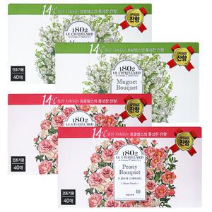 르샤트라 건조기용 섬유유연제 뮤게부케2개+피오니부케2개 드라이시트 40매 4팩,건조기시트