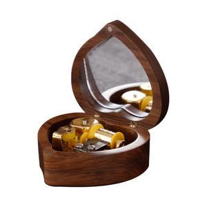 호두나무 원목 빈티지 하트 오르골, 네츄럴 나무 장식 음악 상자, 생일축하, 천공의 성, 센과 치히로의 행방불명