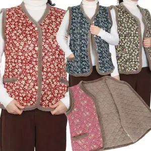 여성 겨울 기모 양모 방한 보온 엄마 어머니 할머니 어르신 퀼팅 누빔 김장조끼