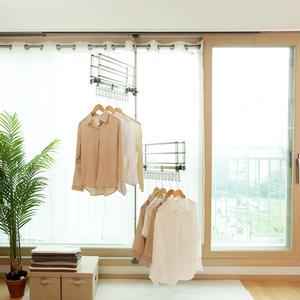 [본사직배] 국산 웰렉스 창문 천장 창틀 스텐 공중부양 접이식 빨래건조대 무타공 원룸 공간활용