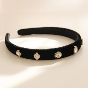 [제이로렌] 벨벳 큐빅 머리띠 포인트 헤어밴드 H01110