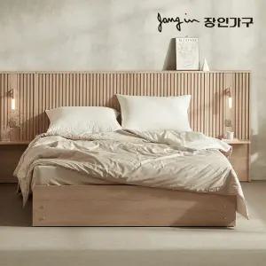 장인가구 로시 스탠다드 템바보드 LED 호텔식 수납 침대 Q 협탁2+7존독립