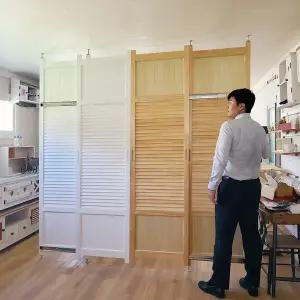 미닫이 원목 가벽 파티션 63cm 2폭 2270~2670mm 슬라이딩도어 레일 중문 공간분리