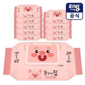 삼정펄프 돈잘벌는집 안심 물티슈 캡형 80매 10개