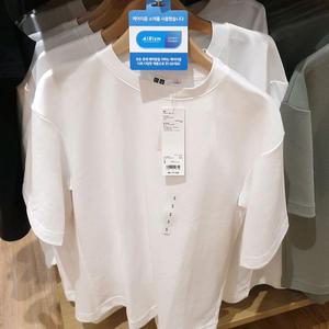 유니클로 에어리즘 코튼 오버사이즈 크루넥 반팔 티셔츠 5부