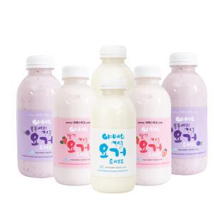 야베스목장 요거트 500ml (플레인 2개, 딸기 2개, 블루베리 2개) 과일 세트 식사대용 어린이간식 유산균 가족건강
