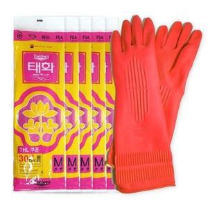 태화 선밴 고무장갑중 M 레드 5켤레