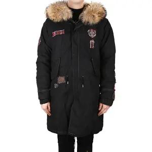 AS65 [여성착용가능 블랙 멀티 패치 래빗 퍼 롱 야상 점퍼 Y1000PL-R RBT/N 990