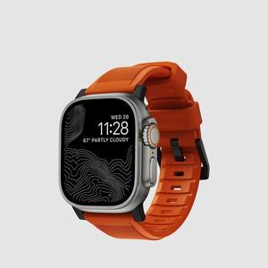 [노마드]애플워치 러기드 스트랩 - 울트라 오렌지 밴드 블랙 버클 44 45 49 mm SE 여름 러닝 헬스