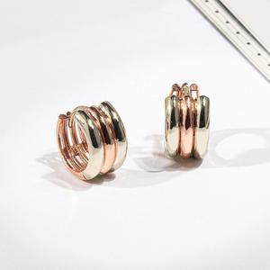 14K 아네스 트리플 링 투톤 컬러 원터치 귀걸이 데일리 여자 친구 선물 생일