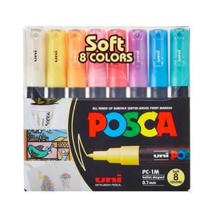 미쯔비시 유니 포스카 마카세트 1M 8색 PC1M8C 소프트 파스텔 다용도 마카