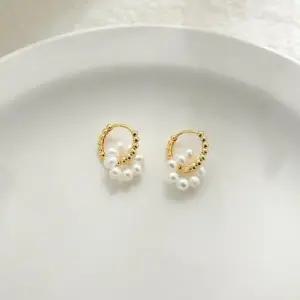 [하프클럽/]야투리 여성 귀걸이 미니 링귀걸이 꽃 비즈펄