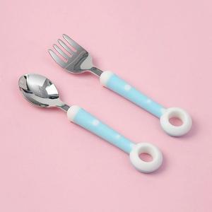 [기타]파랑 어린이숟가락 도넛 수저포크 유아용 세트 (WE47460)