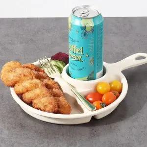 고품질 손잡이 원형4칸 간식통 식판 식기 그릇 과자통 밥그릇 (WE5C1DE)