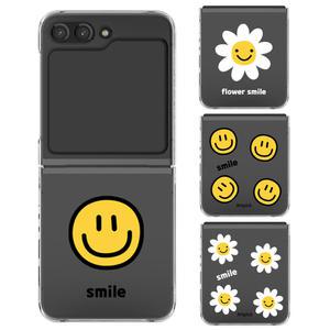 삼성 갤럭시 Z플립6 Z플립5 SM-F741/F731/스마일/플라워/패턴/디자인/렌즈 커버/풀커버/정품/하드/슬림/충격 보호/흡수/클리어/투명/예쁜/스타일/범퍼/추천/케이스