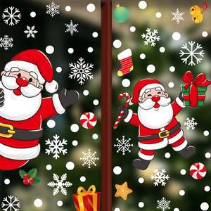 겨울 크리스마스 감성 스티커2개 세트 물로 붙이는 데코 스티커 성탄절 창문리폼 산타 루돌프
