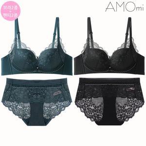 [아모미]레빗걸 들뜸NO 볼륨브라 노와이어 브라팬티4종세트
