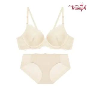 트라이엄프 소프트 와이어 크림 컵 레이스 브라 팬티 세트