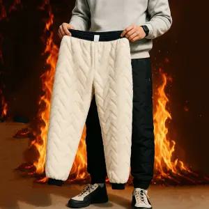 남성 털빠짐없는 겨울 두꺼운 방수 양털기모 조거형 일자형 작업 트레이닝 패딩바지