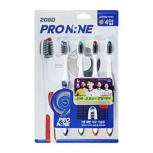 애경 2080 프로나인 칫솔 스파이럴 미세모 4입 1개 양치