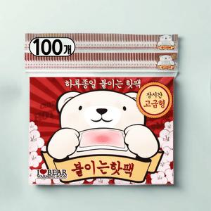 오래가는 장시간 곰도리 붙이는 핫팩  100매 12시간 지속 배달 캠핑 군인 외출