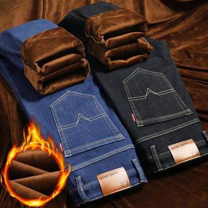 wrikri  면72% 겨울 기모 청바지 스판 일방복 작업복 극세 기모 편한 일자핏 630g