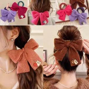 쿠펀 왕리본 니트 머리끈 곱창 꽈배기 올림 긴 머리 헤어끈