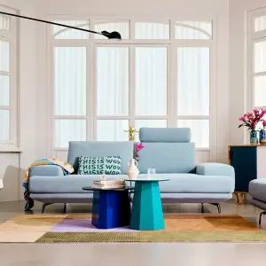 오거스 와이드 3인 스윙기능 리브 패브릭 소파