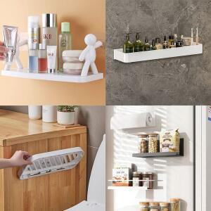 [기타]무타공 벽선반 욕실선반 세면대선반 자석선반 접이식선반 일자선반 정리대  P336-O