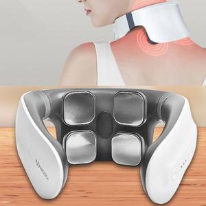 4헤드 무선 저주파 목 어깨 마사지기 1p 승모근 온열 찜질 휴대용 지압 안마기 리모컨