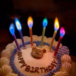 레인보우 무지개초 오로라 불꽃 특이한 컬러 생일 축하 촛불 파티 기념일 이벤트 케이크 캔들