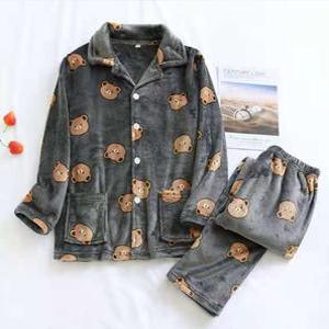 겨울 남자 극세사 수면 잠옷 세트 곰돌이 커플 수면 잠옷 TL468