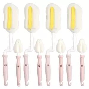 회전형 젖병솔 + 젖꼭지솔 브러쉬 세척솔 세트 인디핑크 x 4개