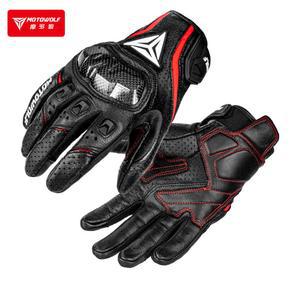 바이크열선장갑 남성용 천공 스마트폰터치스티커 가죽 사계절 오토바이 탄소섬유 라이더