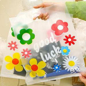 굿럭 손잡이 비닐 쇼핑백 반투명 선물 포장지 어린이집 유치원 생일 간식봉투 파우치 중 50장
