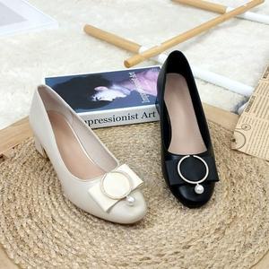 [제이시]제이시 여자 통굽 웨딩슈즈 소가죽 5cm 리본구두 K268