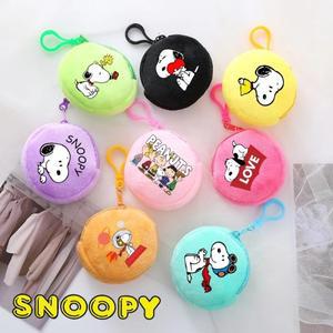 스누피 동전 지갑 귀여운 여성 패션 애니메이션 플러시 MoneyBag 이어폰 주최자 서클 가방 펜던트 열쇠 고