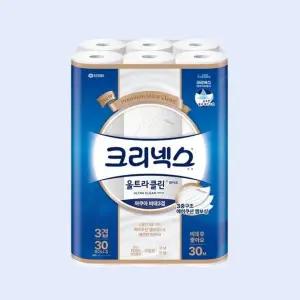 크리넥스 3겹 울트라클린 화이트 비데 30M-30롤