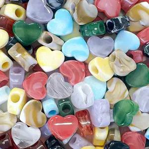 비즈아이 [6796-13]아크릴통과형 하트마블믹스 14x12mm 랜덤발송 ,20개