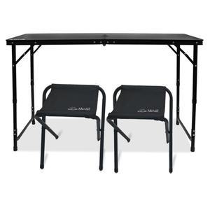 칼루스 캠핑 대형 테이블 블랙 +의자 2개 (1세트) 3단 높이조절 피크닉 야외 좌식 접이식