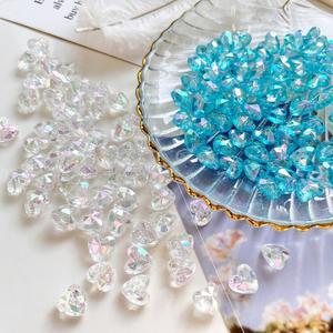 [20개]관통형 12mm 세로형 아크릴 컷팅 오로라 하트 2종 3-1125 키링재료