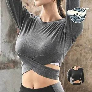 여성용 필라테스 크롭티 실내운동 기능성-WFH2BMX