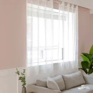 뷰하우스 와플 망사 레이스 커튼 창문형 260x180cm