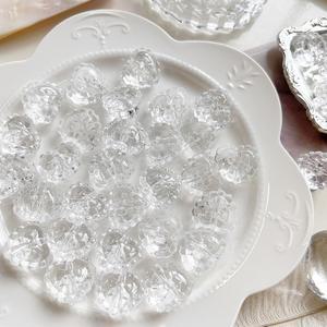 [6개]관통형 22mm 세로형 테두리 리본 하트 투명 3-1113-2 아크릴비즈