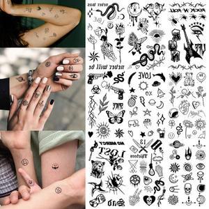 타투 10pcs 방수 헤나 문신 스티커 어두운 스타일 뱀 불꽃 나비 사랑 바디 아트 팔 여성
