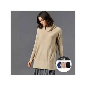 [하프클럽/홈쇼핑HIT]프리누아 터틀넥 라운드 판초 니트 4종세트
