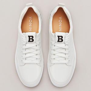 보닌 소가죽 메탈로고 포인트 콤비레더라인 스니커즈 TS374WH